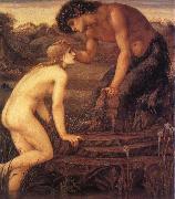 Sir Edward Coley Burne-Jones Pan and Psyche oil on canvas